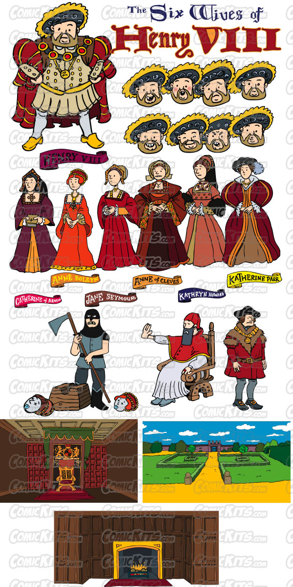Full Sprite Pack artwork resource - Henry VIII and his 6 wives - characters  backgrounds and objects | ScratchEd